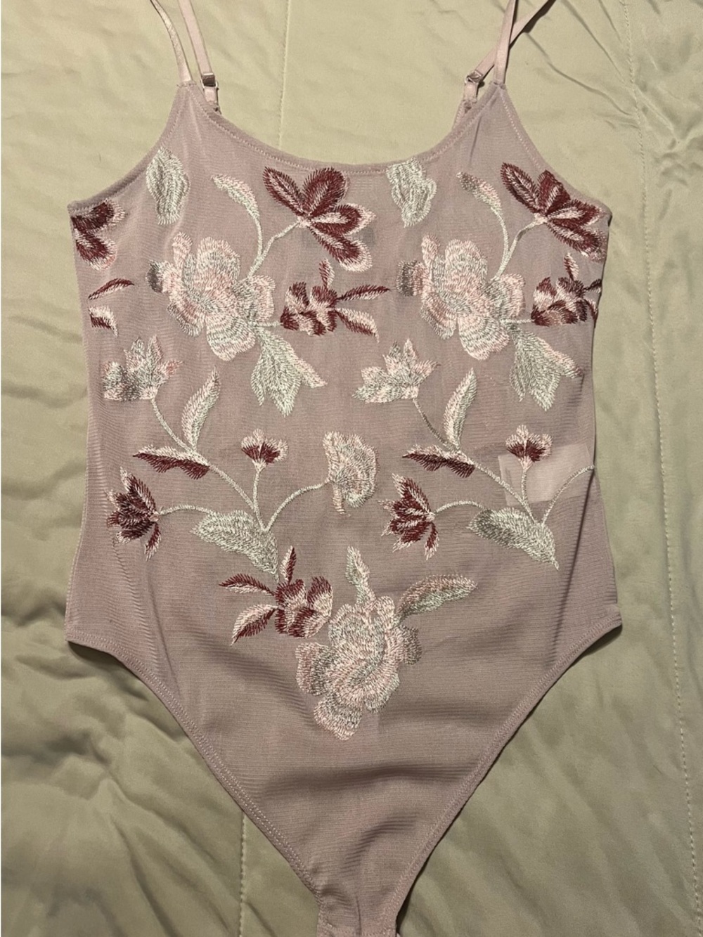 Express Dusty Pink Embroidered Bodysuit